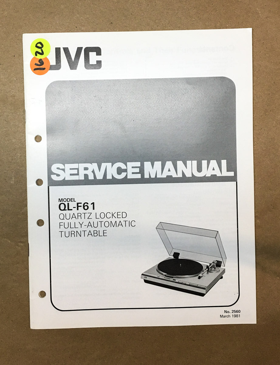 JVC QL-F61 Record Player / Turntable Service Manual *Original*