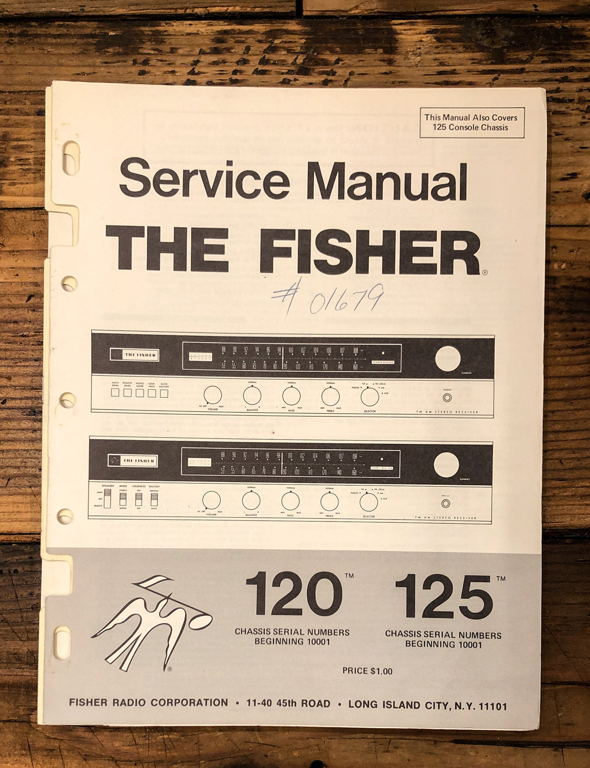Fisher Model 120 125 Receiver Service Manual *Original*