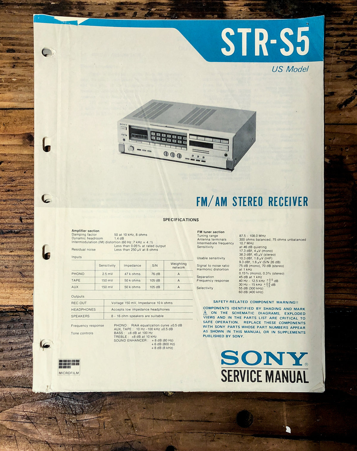 Sony STR-S5 Receiver Service Manual *Original*