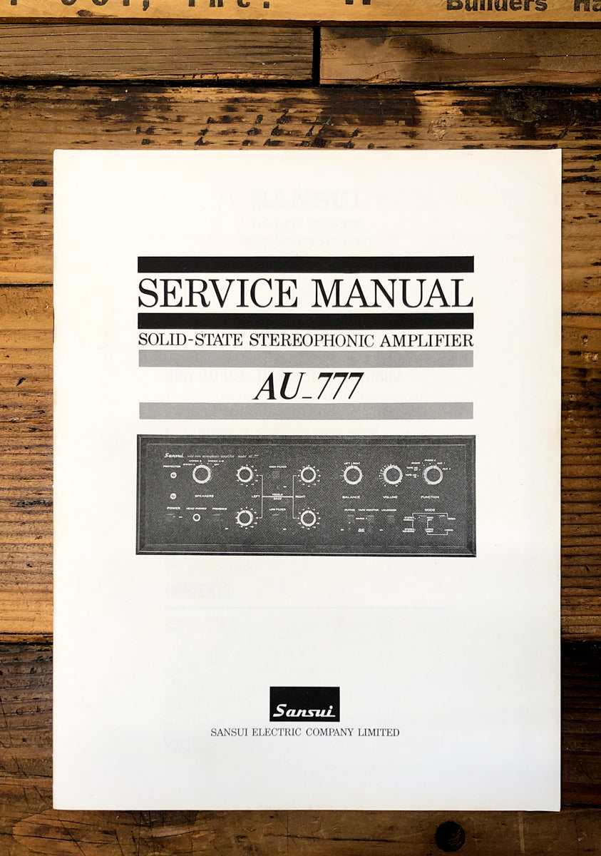 Sansui AU-777 Amplifier Service Manual *Original*