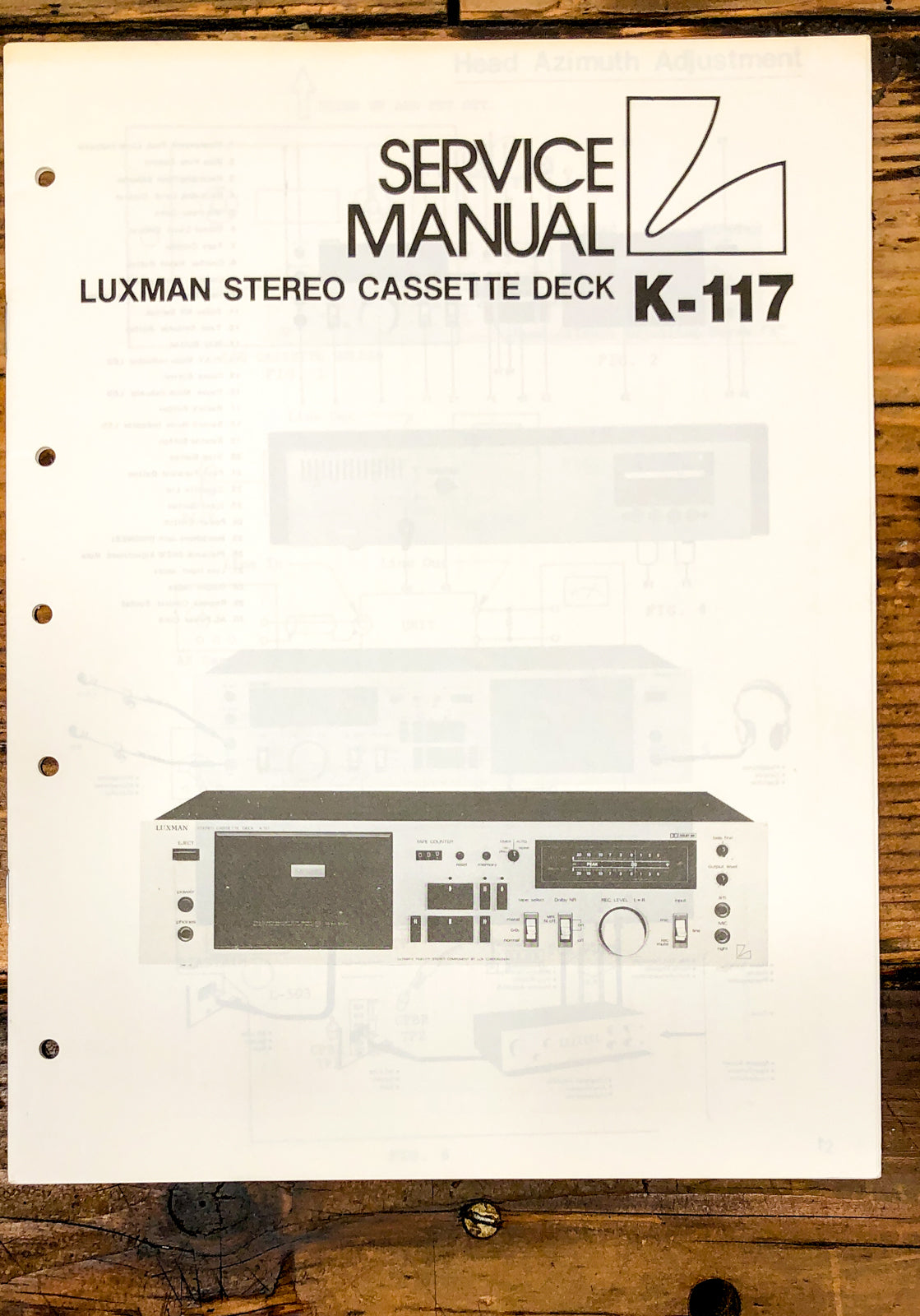 Luxman K-117 Cassette Service Manual *Original*