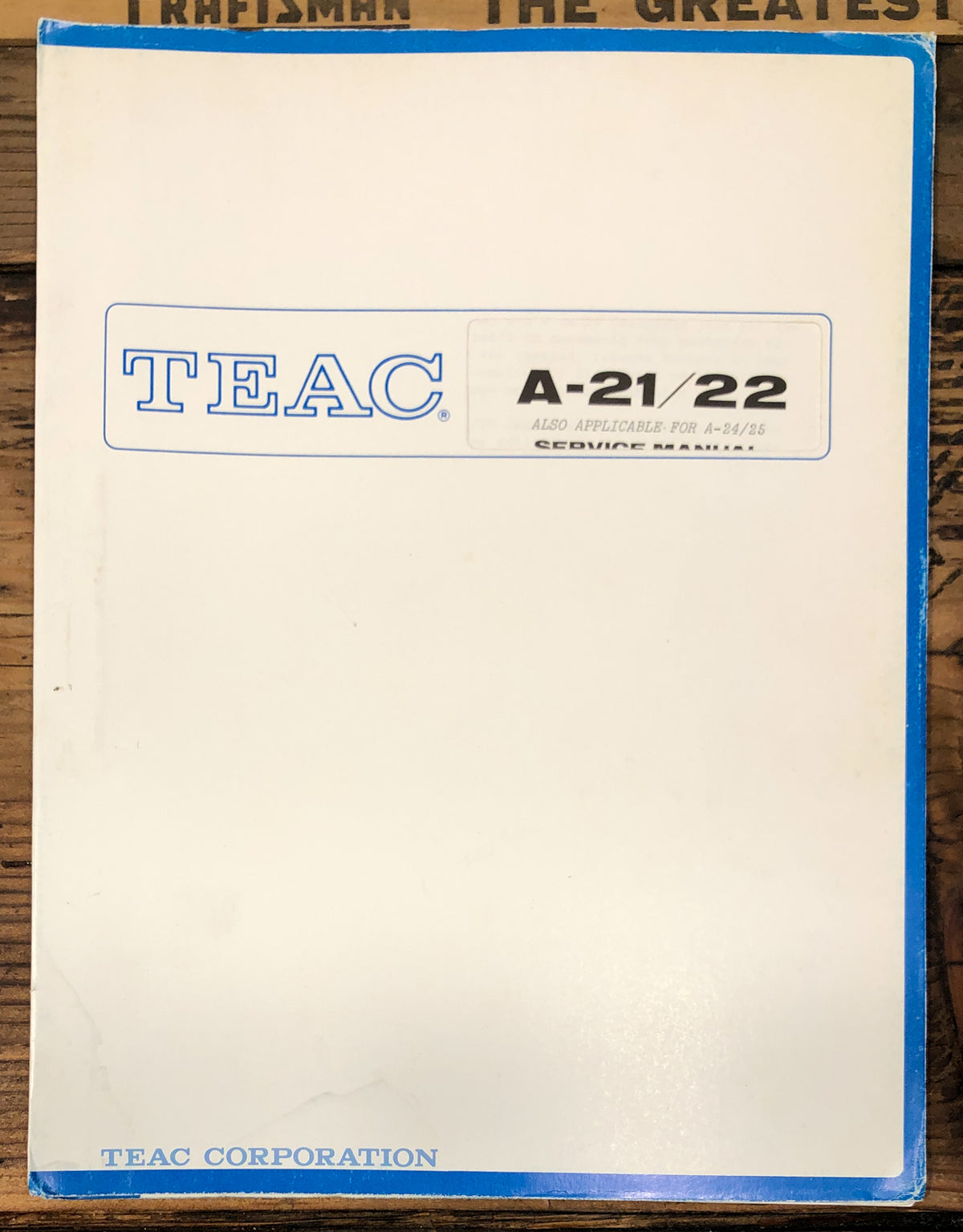 Teac / Tascam A-21 A-22 A-24 A-25 Cassette Service Manual *Original*