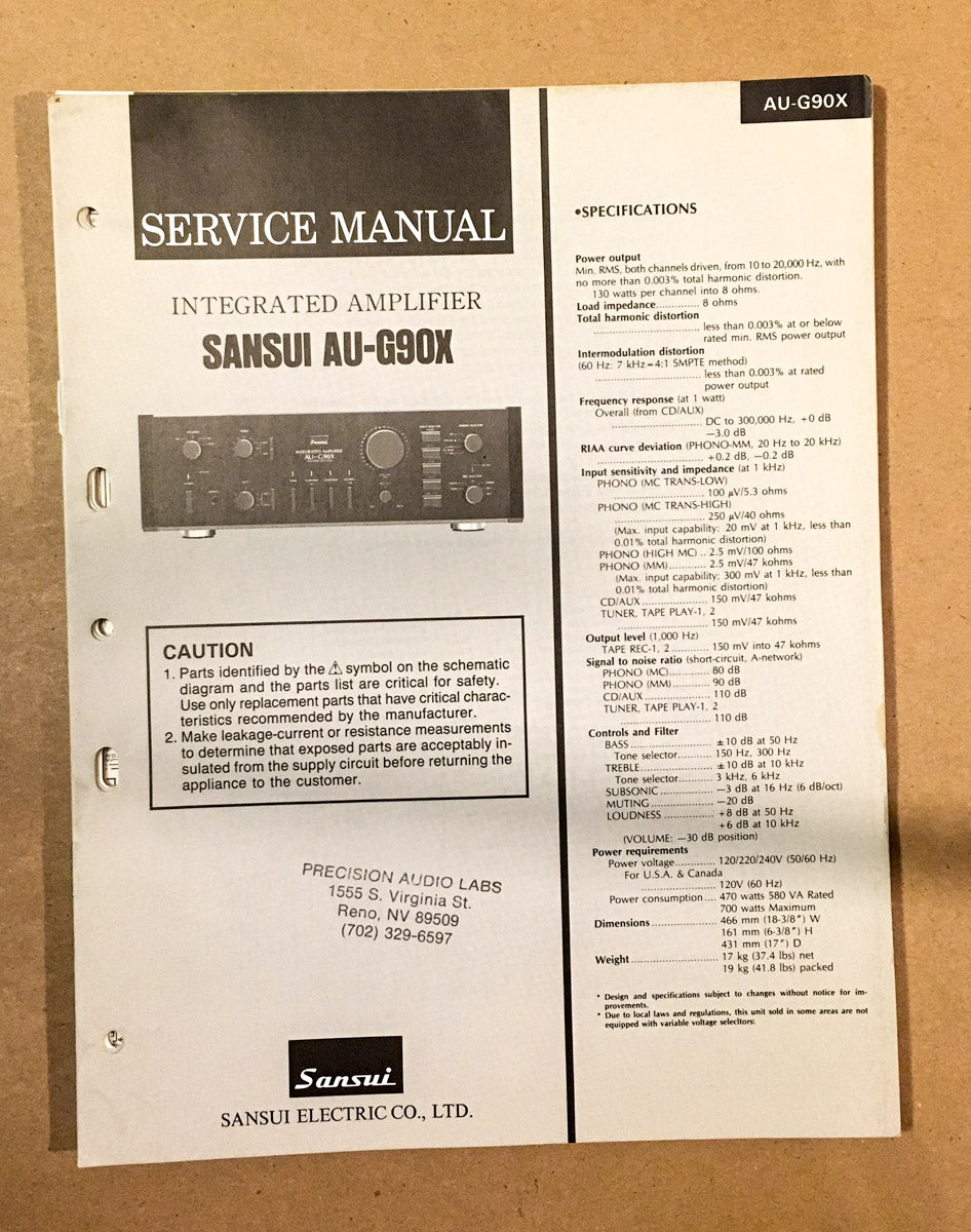 Sansui AU-G90X Amplifier Service Manual *Original*