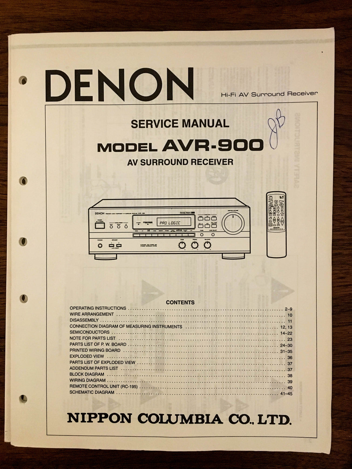 Denon AVR-900 Receiver Service Manual *Original*