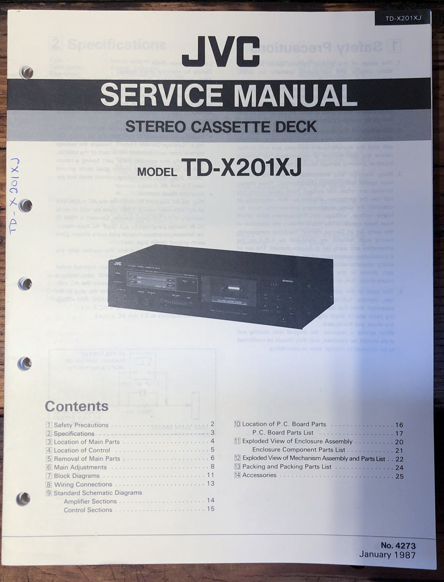 JVC TD-X201XJ -X201 XJ Cassette Service Manual *Original*