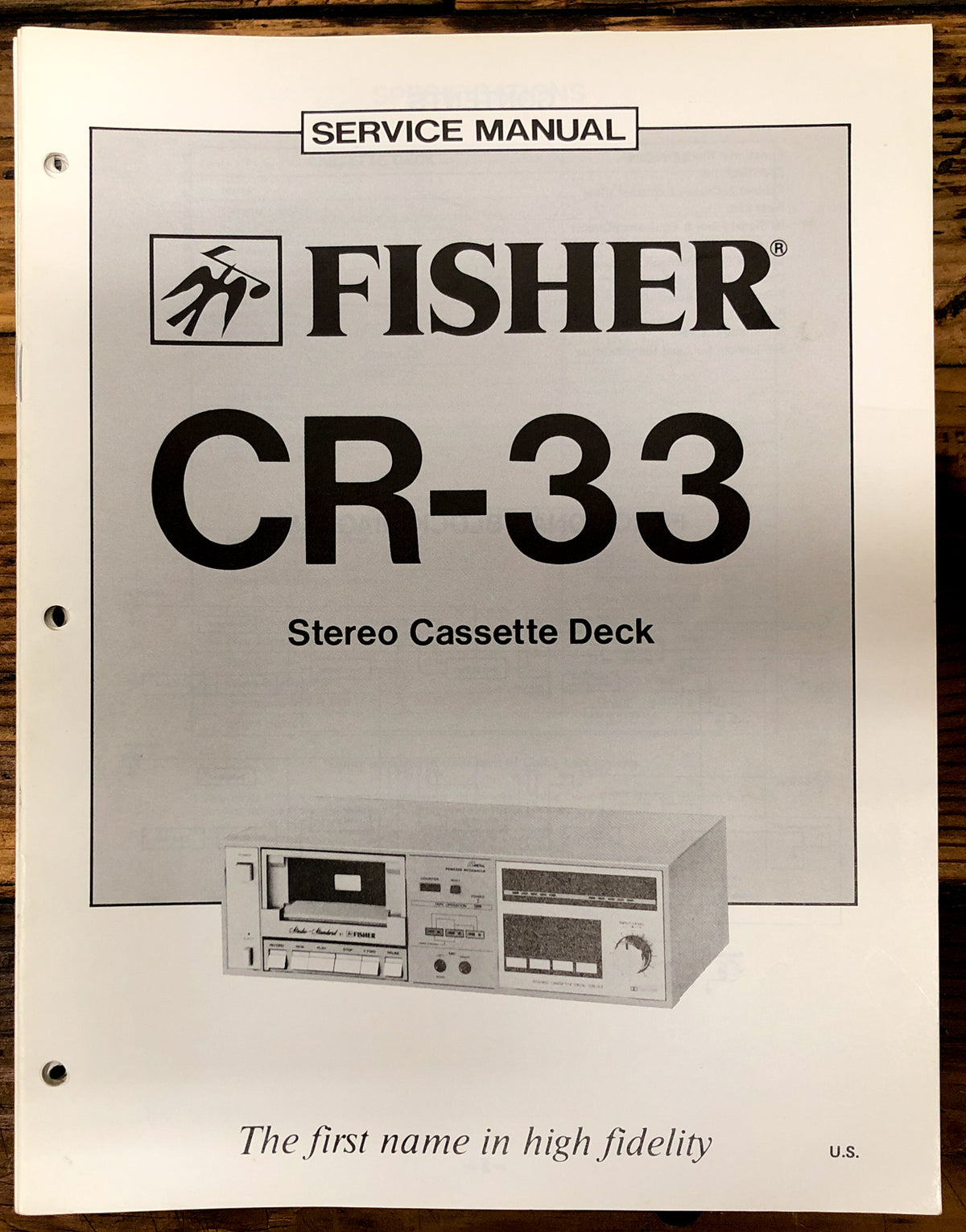 Fisher CR-33 Cassette Deck Service Manual *Original*