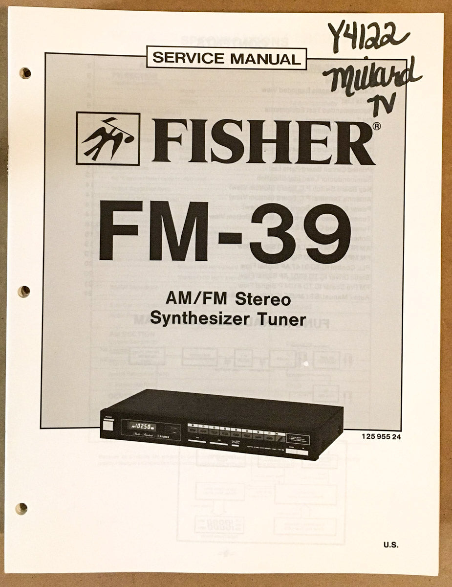 Fisher FM-39 Tuner Service Manual *Original*