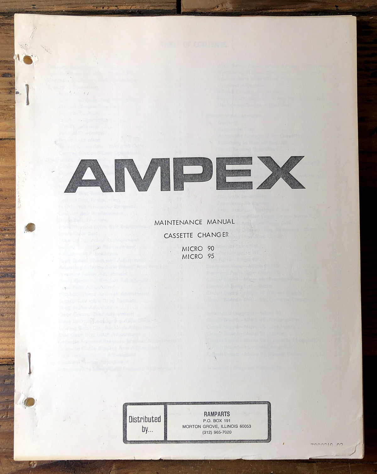 Ampex Micro 90 95 Cassette Changer Service Manual *Original*