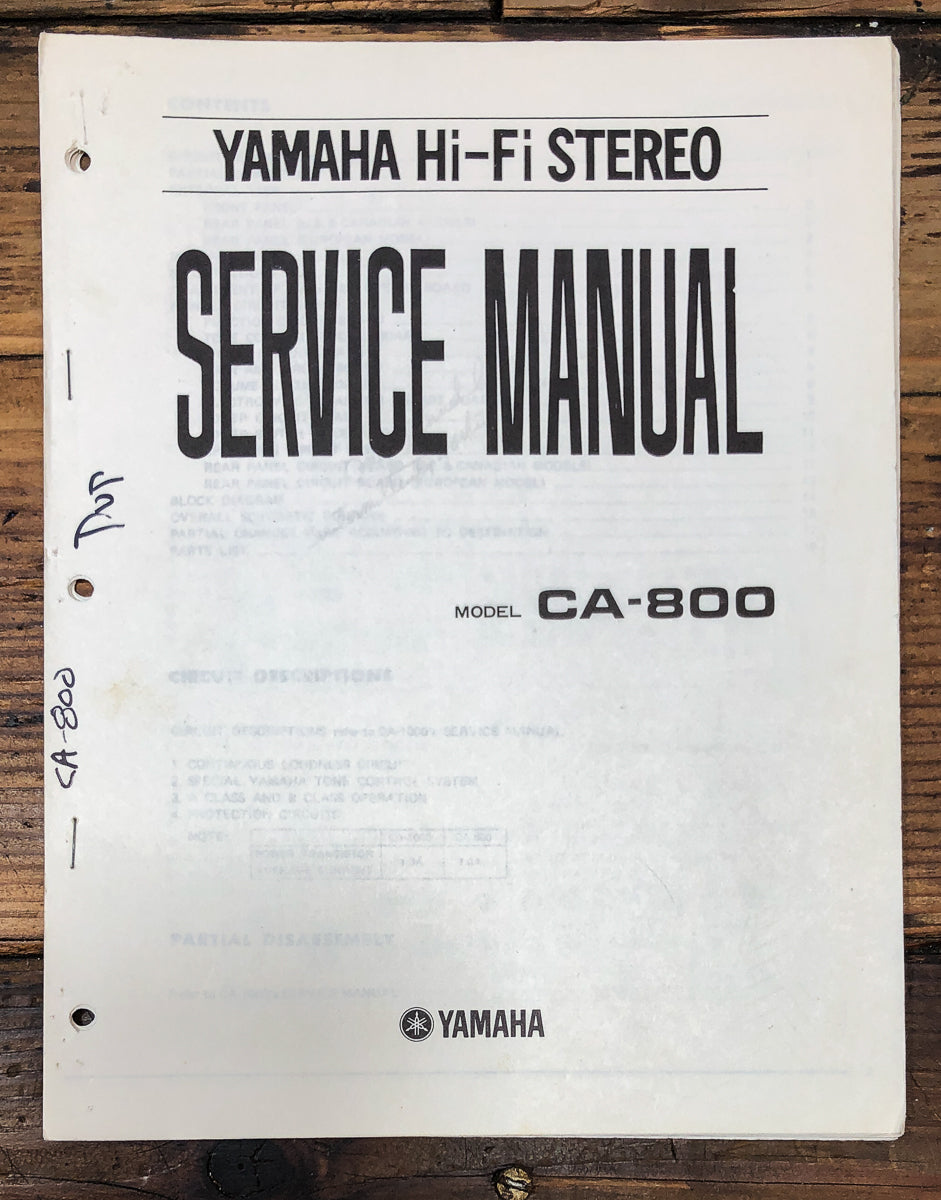 Yamaha CA-800 Amplifier Service Manual *Original*