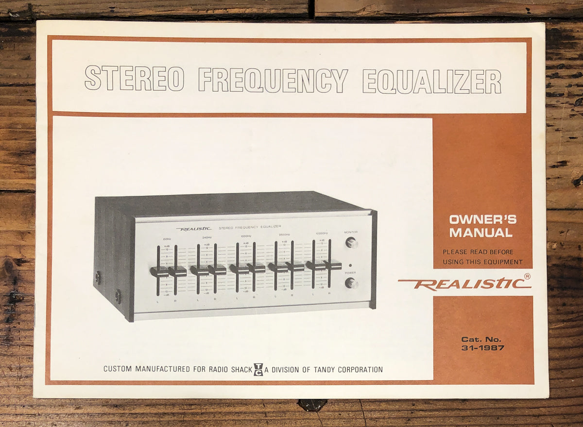 Realistic 31-1987 Equalizer Owners / User Manual *Original*