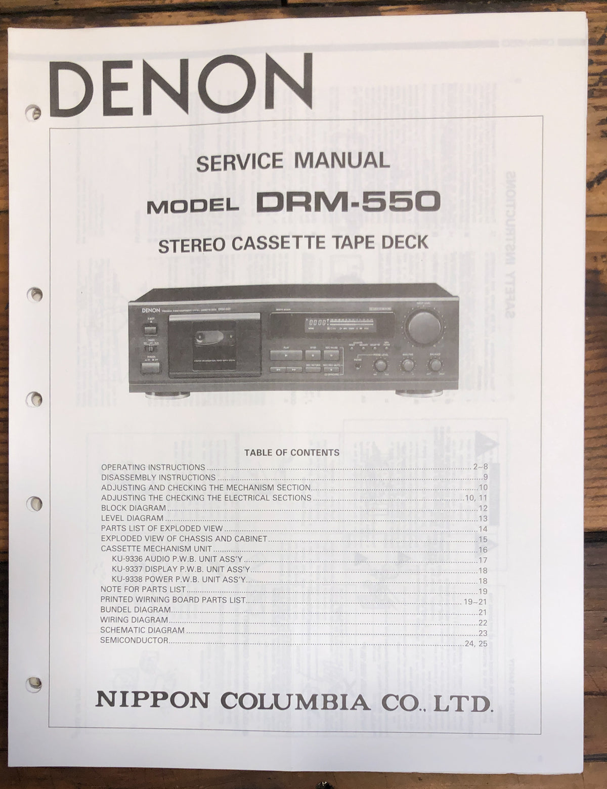 Denon DRM-550 Cassette Service Manual *Original*