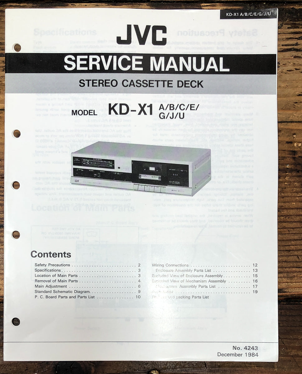 JVC KD-X1 Cassette Service Manual *Original*
