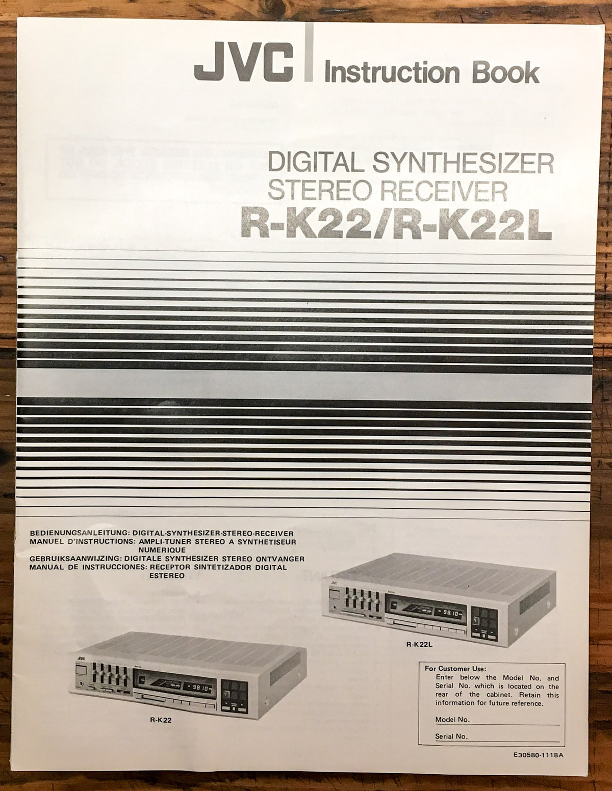 JVC R-K22 R-K22L Receiver User / Owners Manual *Original*