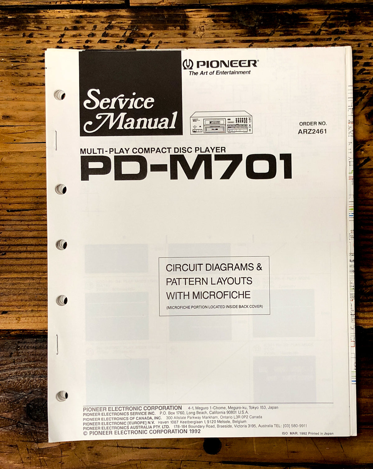 Pioneer PD-M701 CD Player Service Manual *Original*