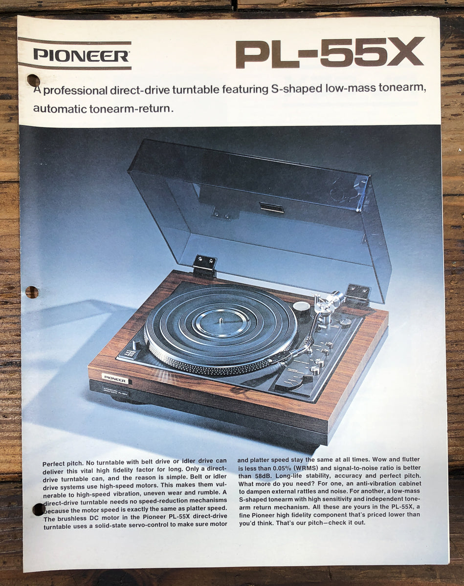 Pioneer PL-55X Turntable Dealer Brochure *Original*