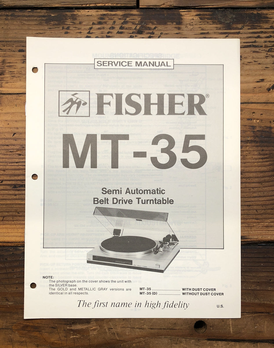 Fisher MT-35 Record Player / Turntable Service Manual *Original*
