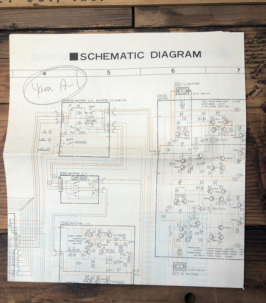 Yamaha A-1 Amplifier Fold Out Schematic *Original*