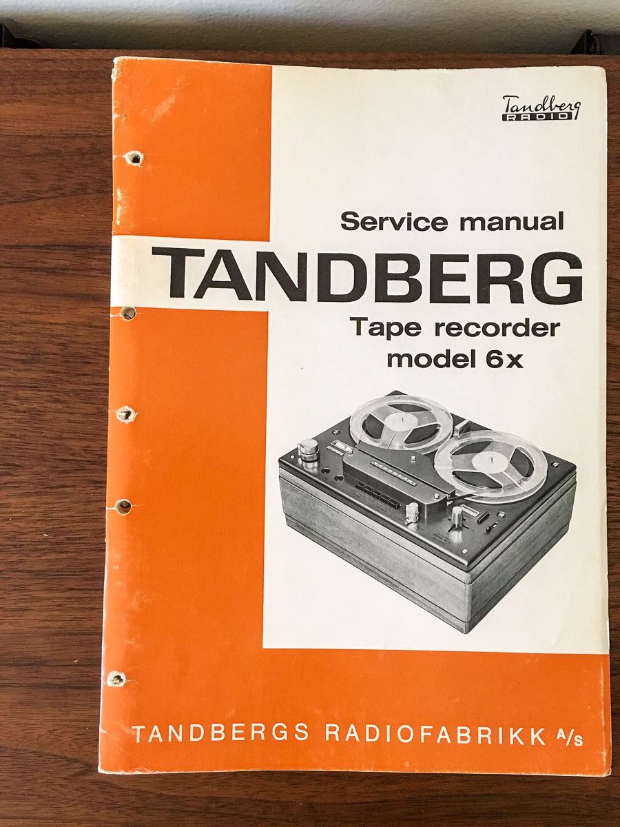 Tandberg Model 6x 6-X Tape Recorder Service Manual *Original* #1
