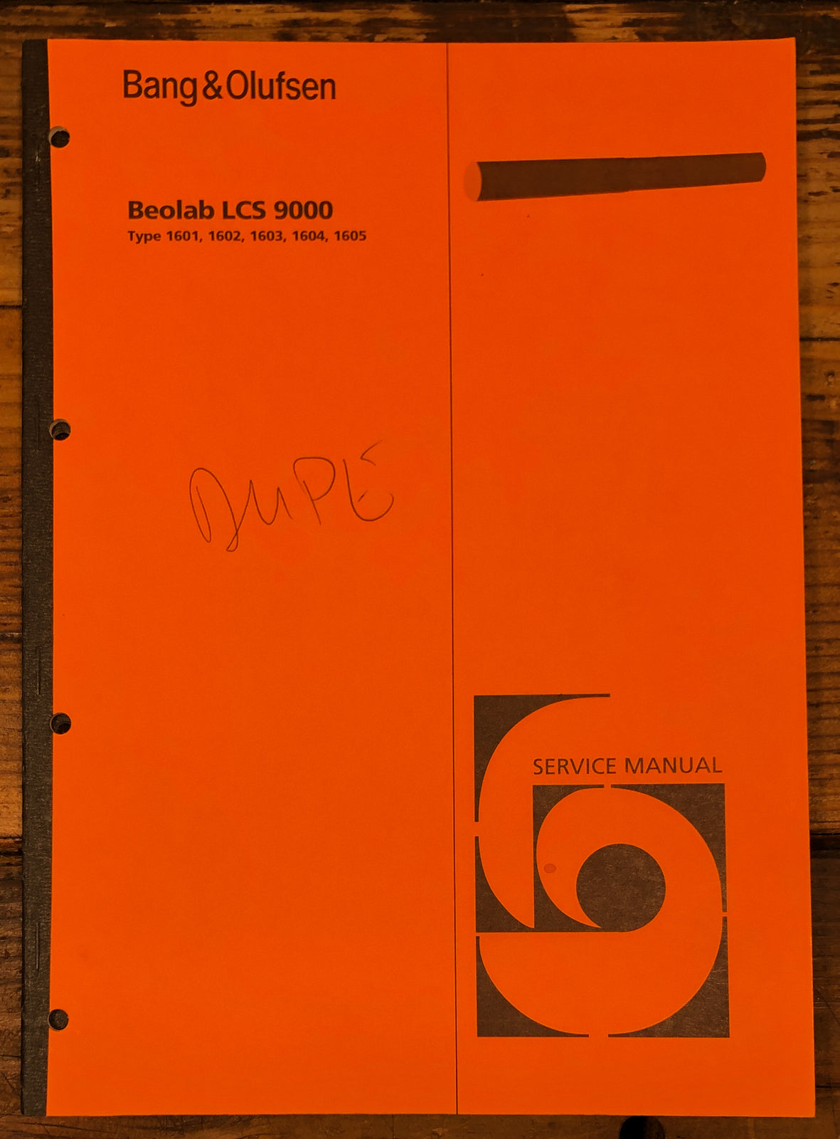 B&O Bang Olufsen Beolab LCS 9000 Speaker Service Manual *Original*