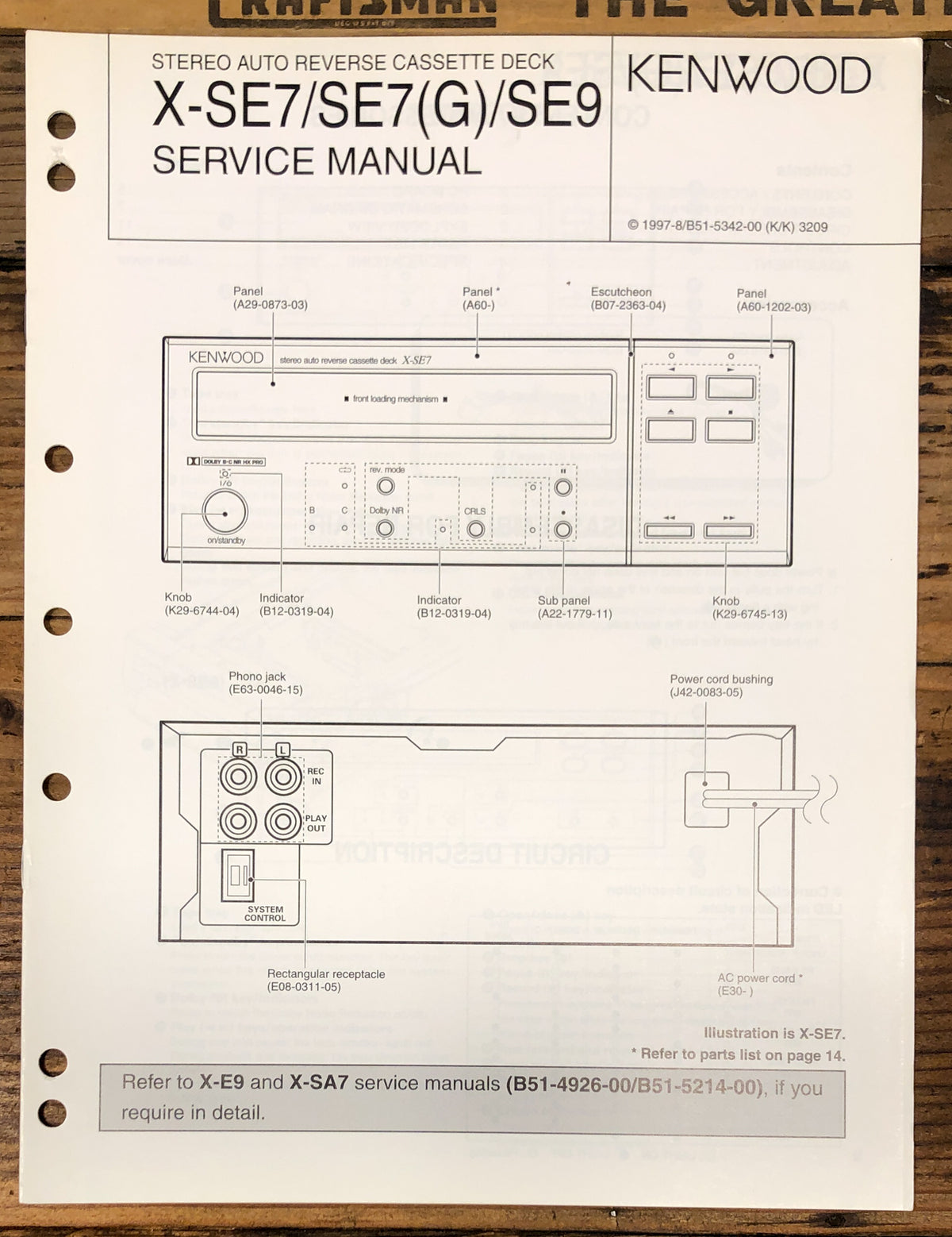 Kenwood X-SE7 X-SE7G X-SE9 Service Manual *Original*