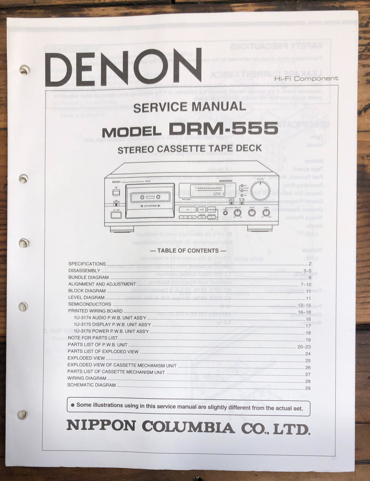 Denon DRM-555 Cassette Service Manual *Original*