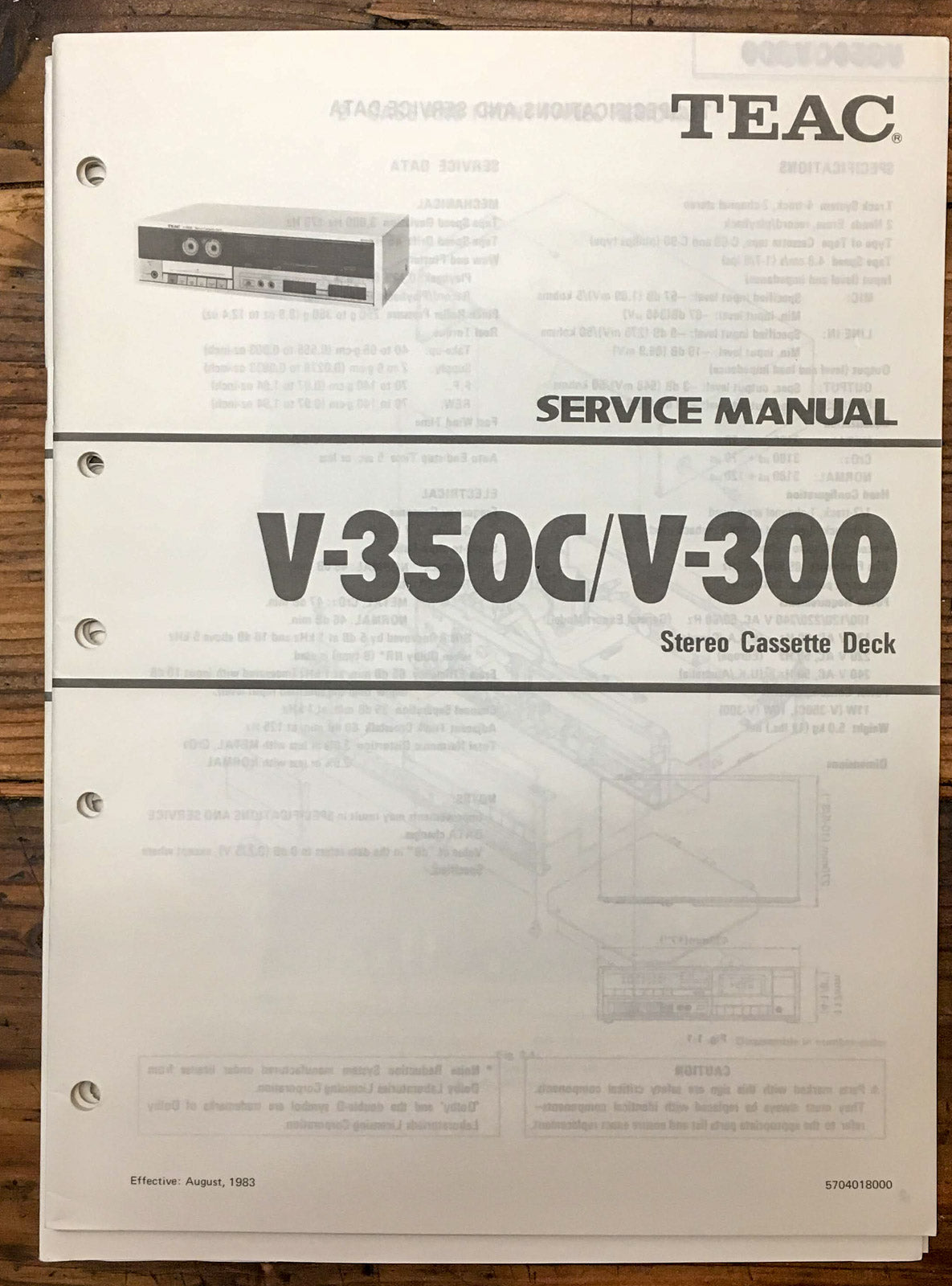 TEAC V-350C V-300 Cassette Service Manual *Original*