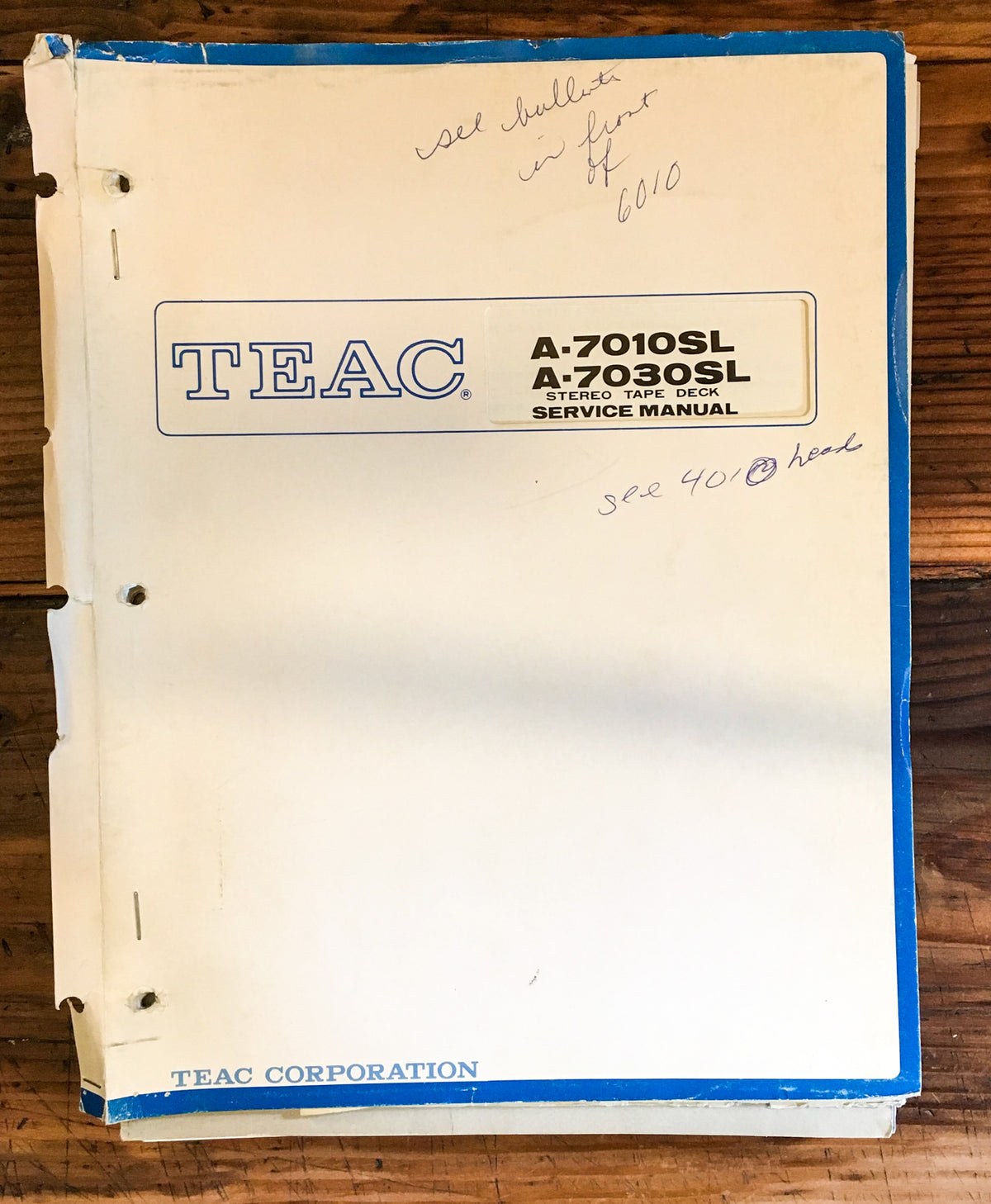 Teac A-7010SL A-7030SL Reel to Reel Service Manual *Original*