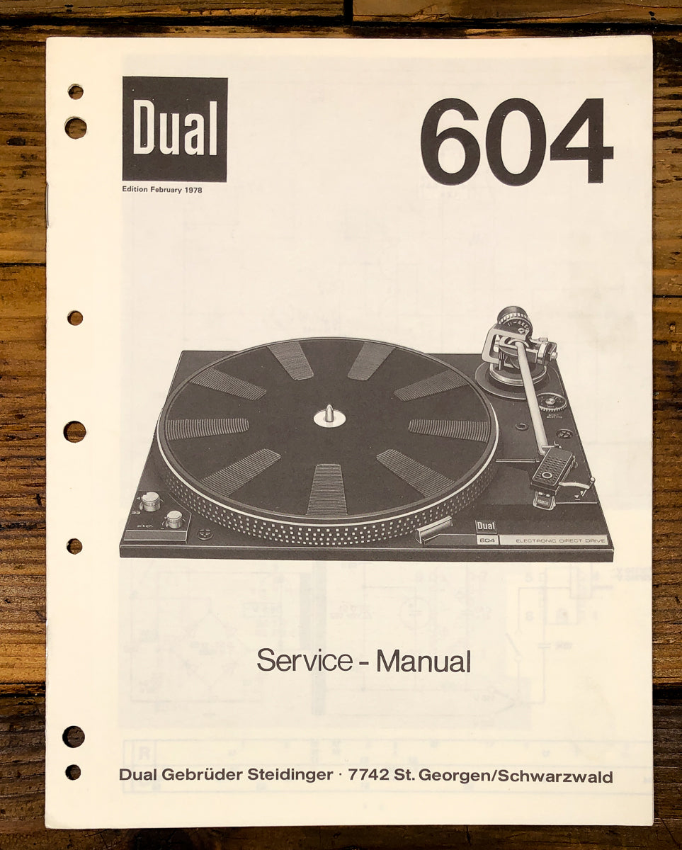 Dual Model 604 Service Manual *Original*