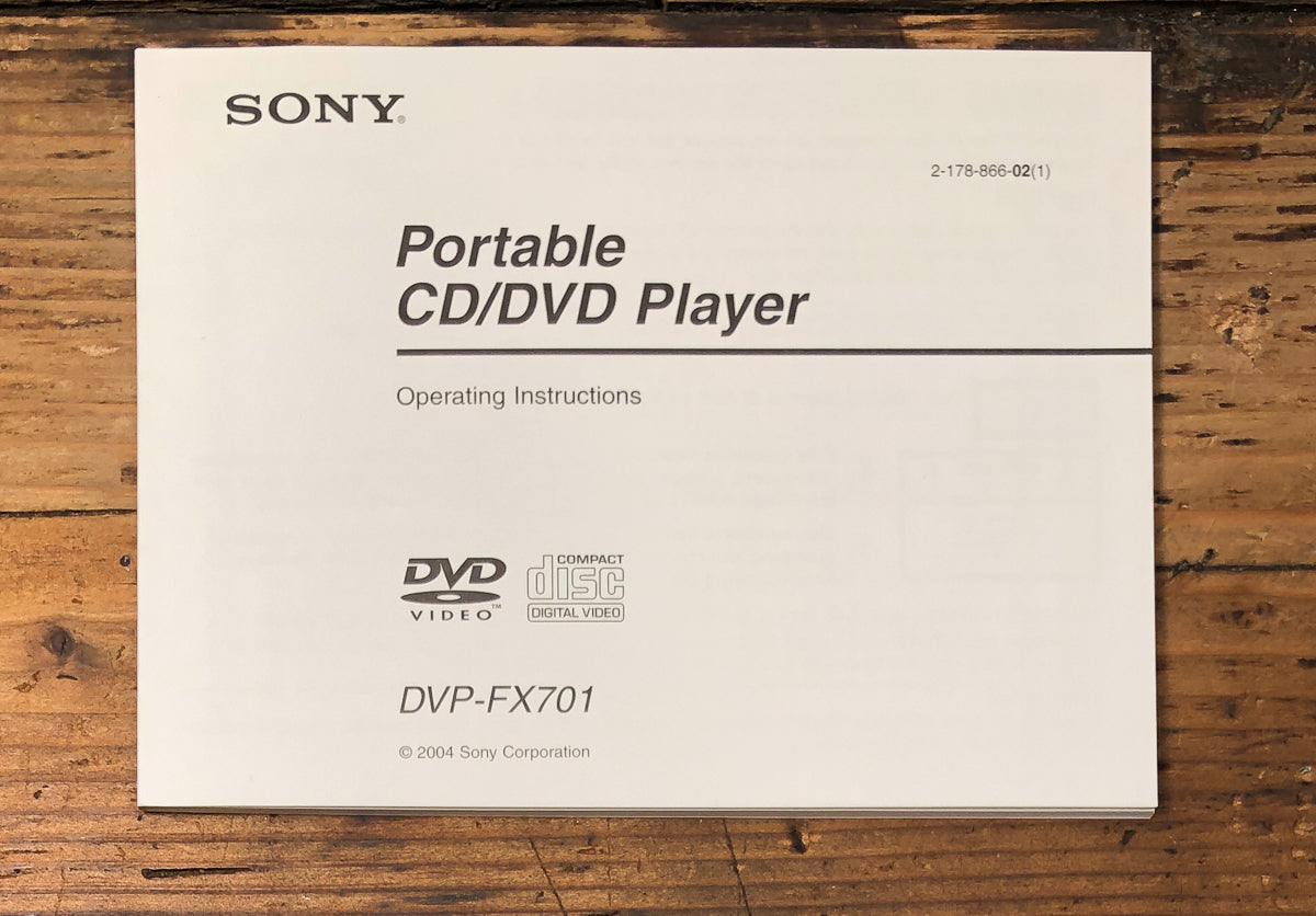 Sony DVP-FX701 CD DVD Player Owners / User Manual *Original*