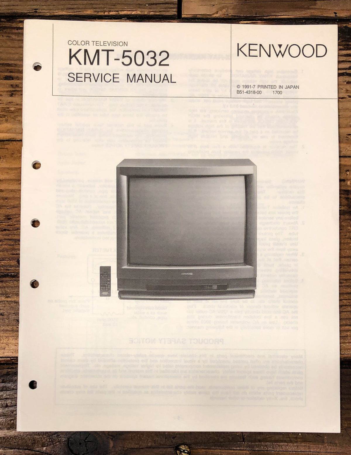 Kenwood KMT-5032 Monitor Service Manual *Original*