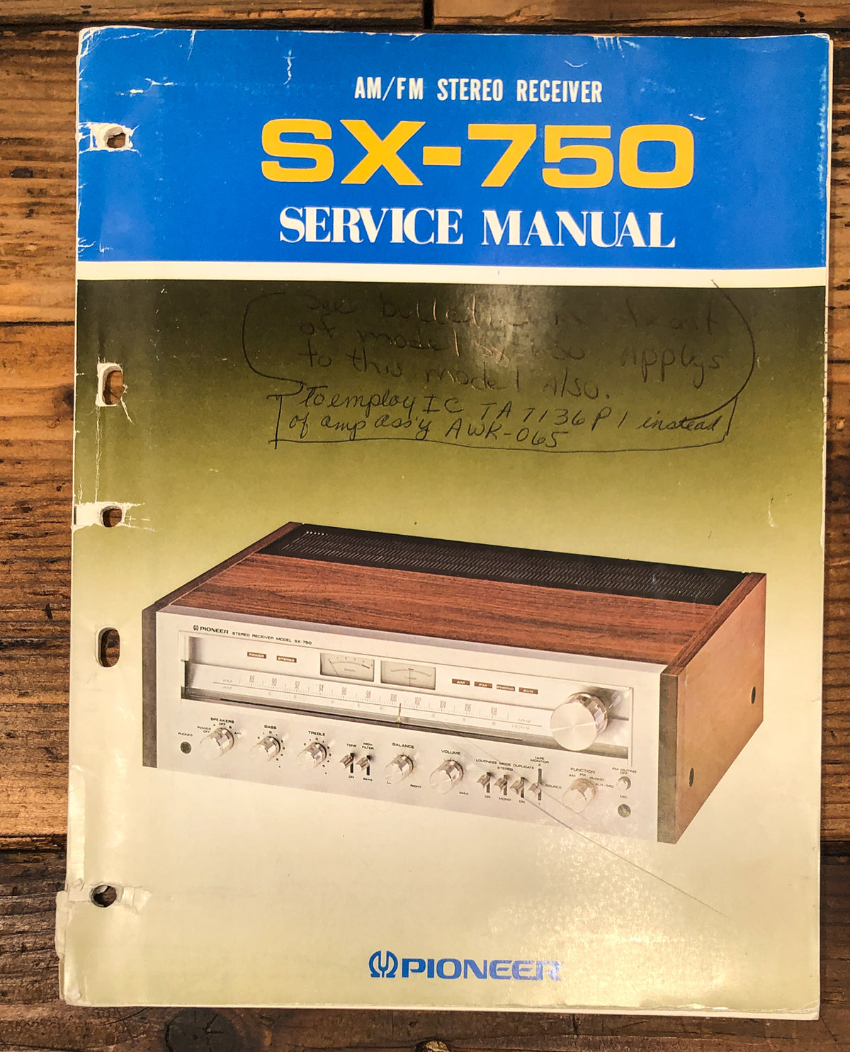 Pioneer SX-750 Receiver Service Manual *Original*