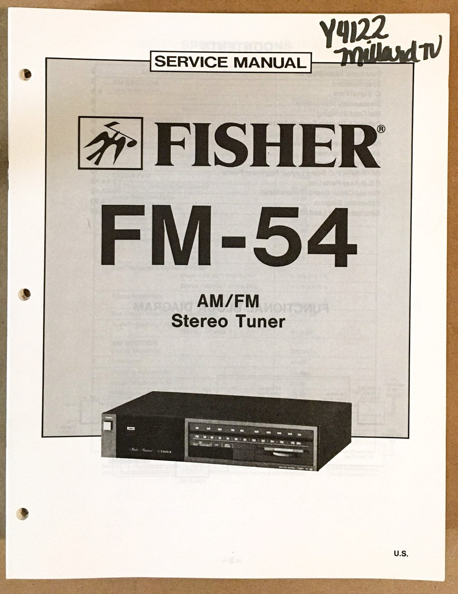 Fisher FM-54 Tuner Service Manual *Original*