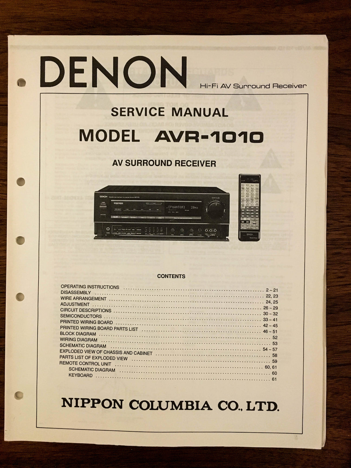 Denon AVR-1010 Receiver Service Manual *Original*