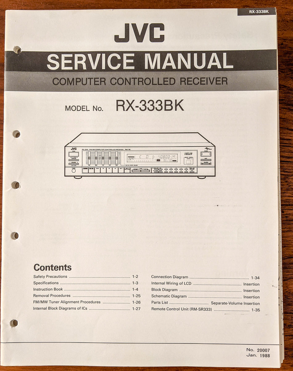 JVC R-333 BK Receiver Service Manual *Original*