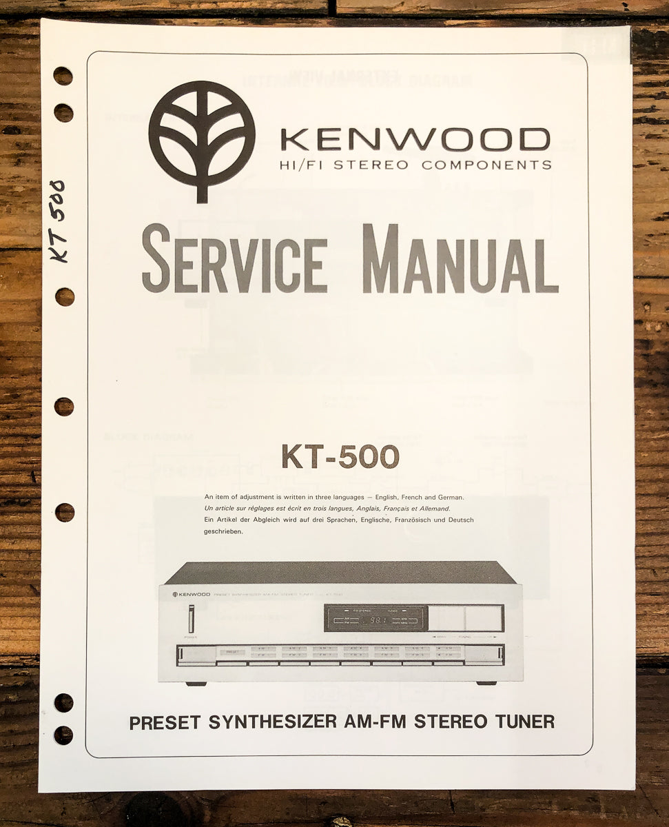 Kenwood KT-500 Tuner Service Manual *Original*