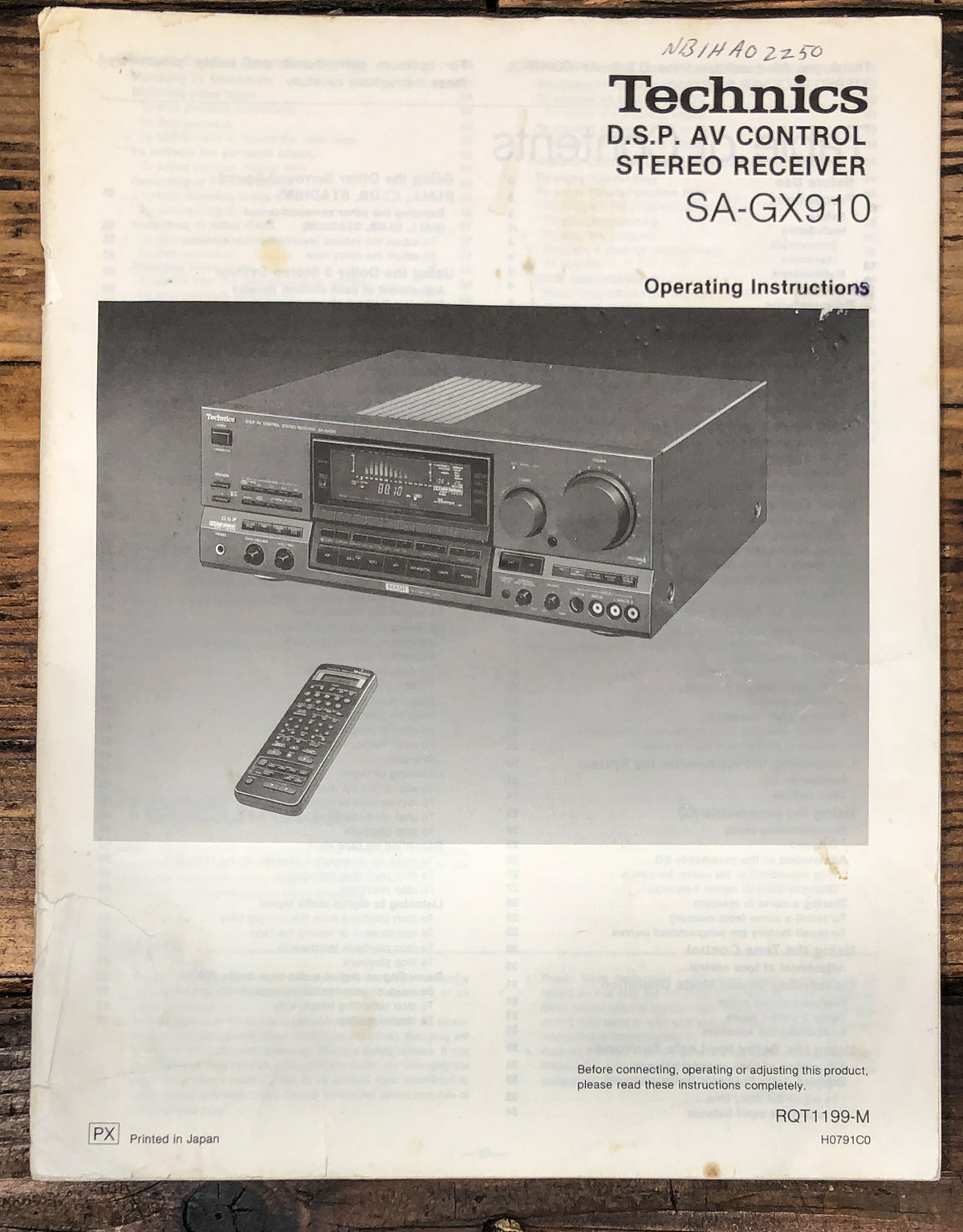 Technics SA-GX910 Receiver Owners / User Manual *Original*