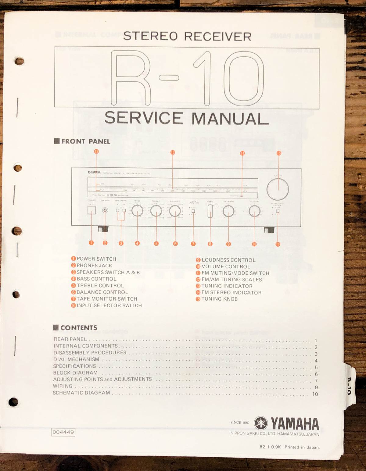 Yamaha R-10 Receiver Service Manual *Original*