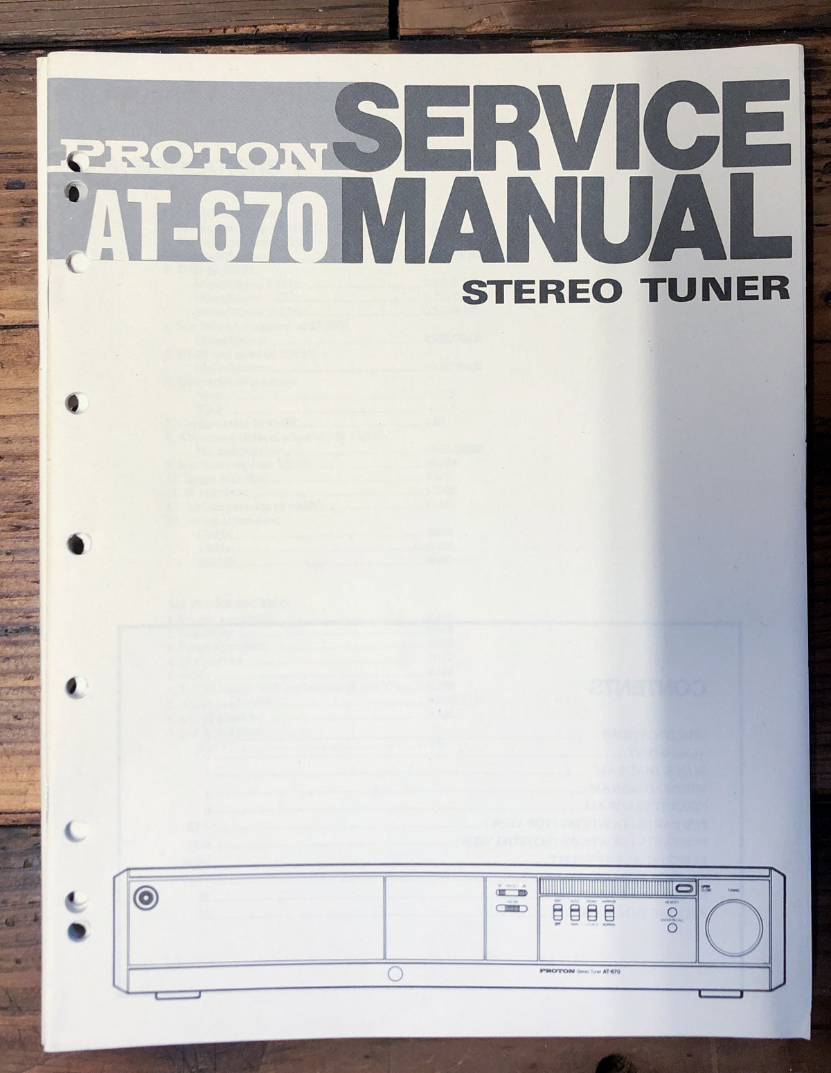 Proton AT-670 Tuner Service Manual *Original*