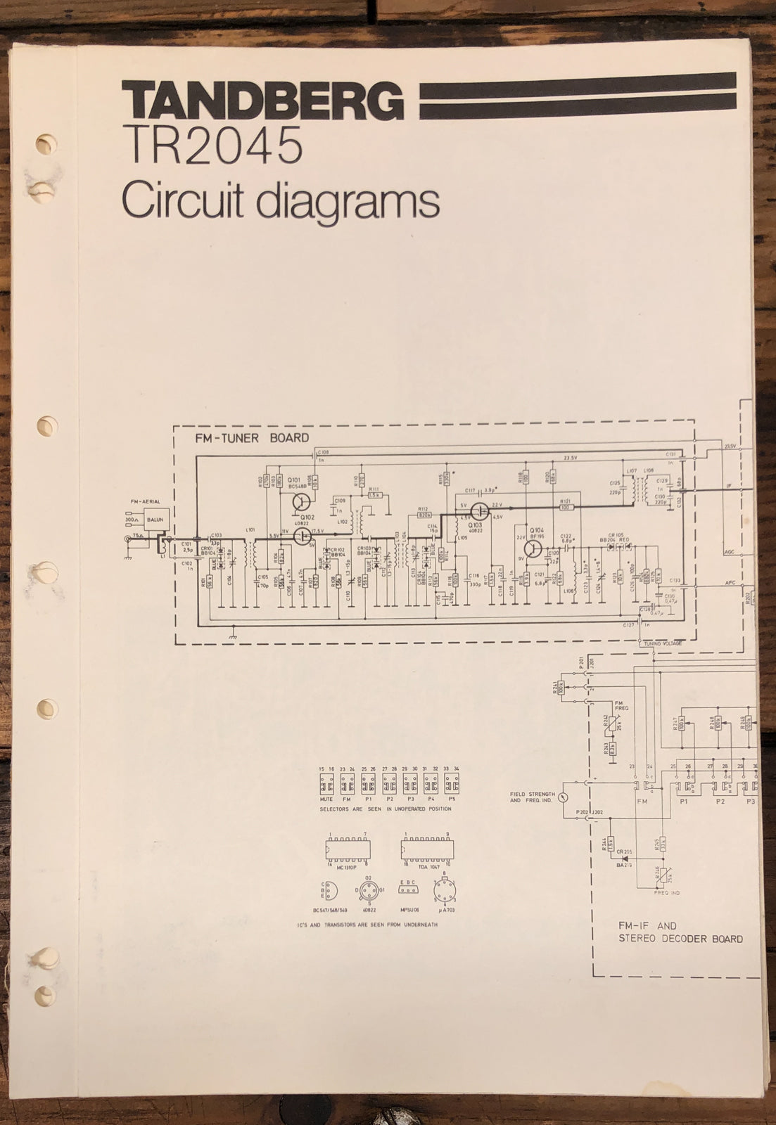 Tandberg TR-2045 TR2045 Receiver Circuit Diagrams *Original*