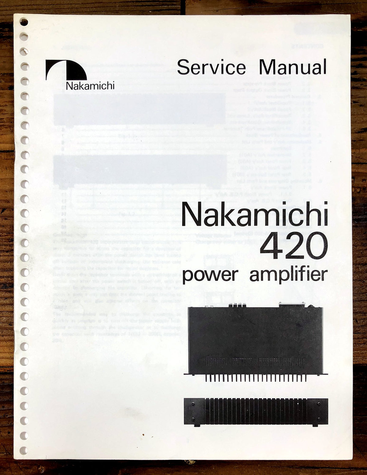 Nakamichi 420 Power Amplifier Service Manual *Original*