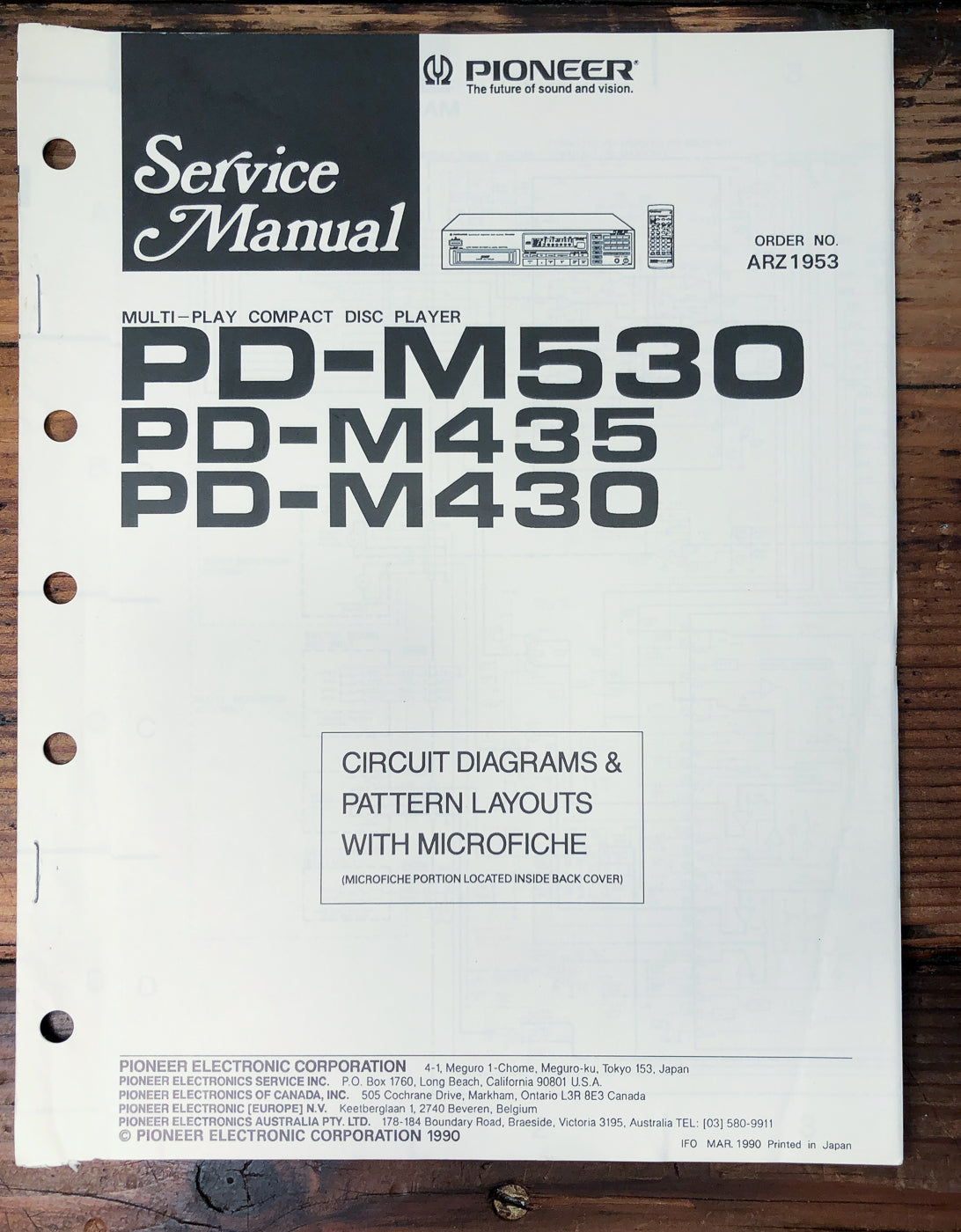 Pioneer PD-M530 PD-M435 PD-M430 CD Player Service Manual *Original*