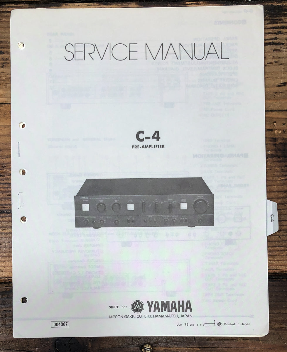 Yamaha C-4 Amplifier Service Manual *Original*
