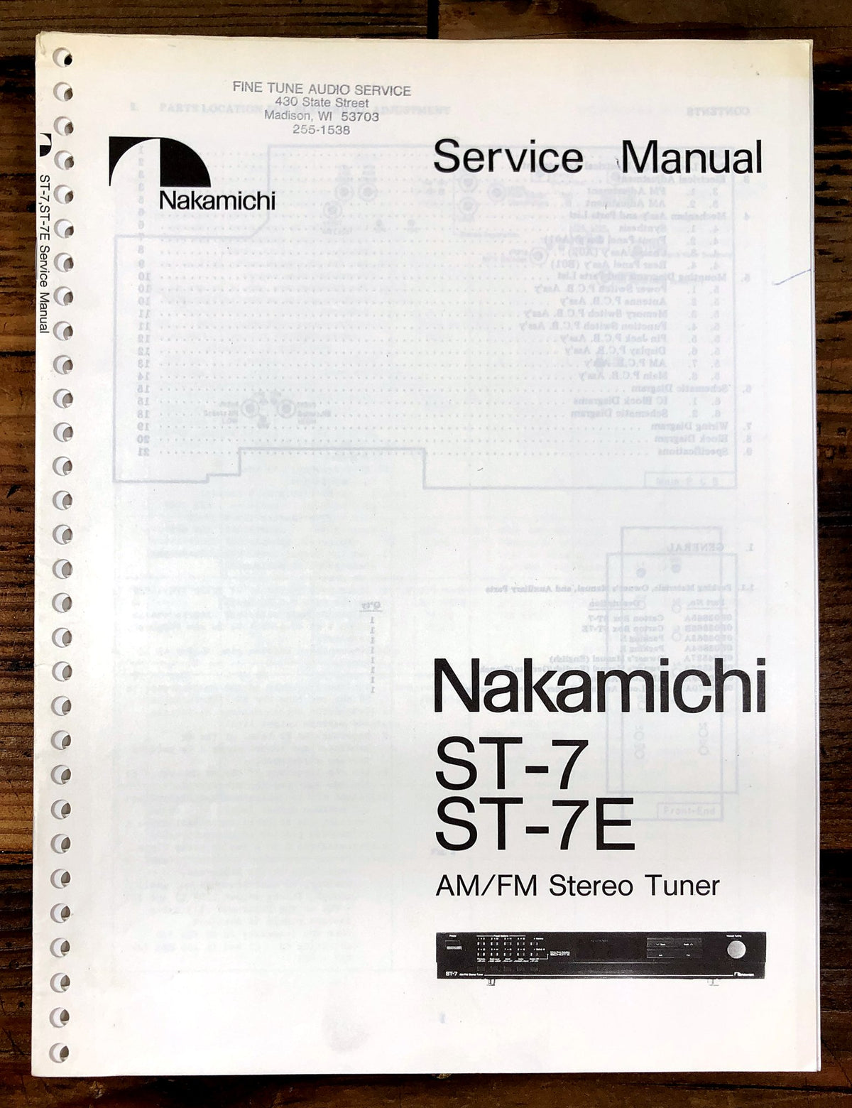 Nakamichi ST-7 ST-7E AM/FM Stereo Tuner Service Manual *Original*
