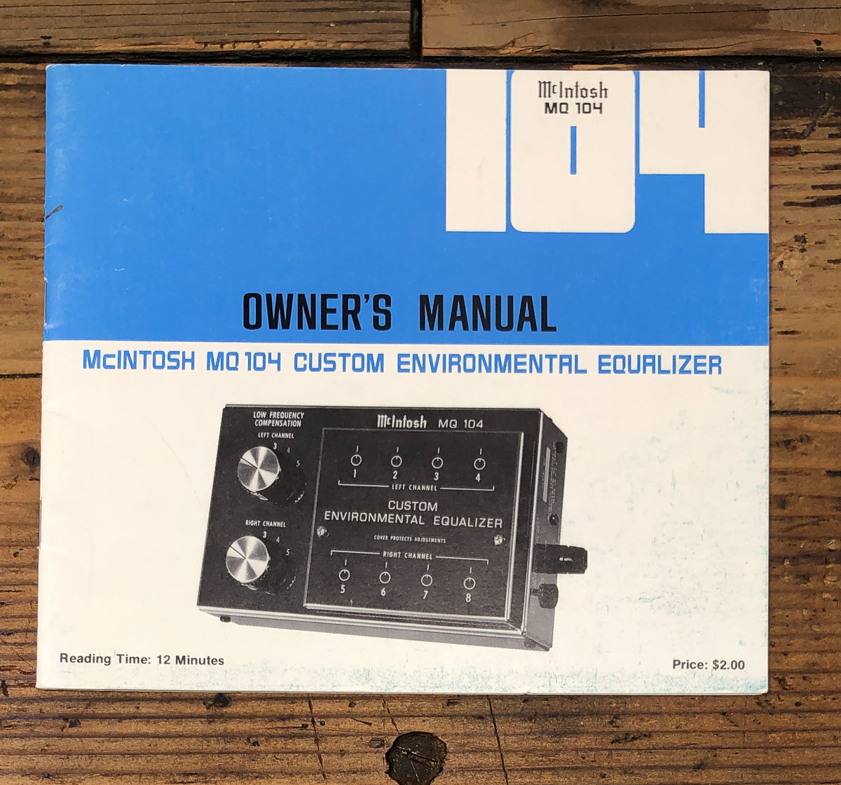 McIntosh MQ-104 Equalizer Owners / User Manual *Original*