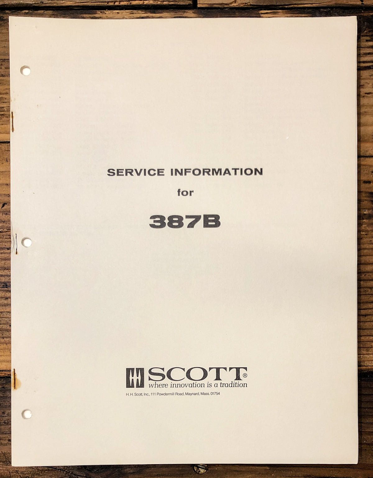 Scott Model 387B Receiver Service Manual *Original*
