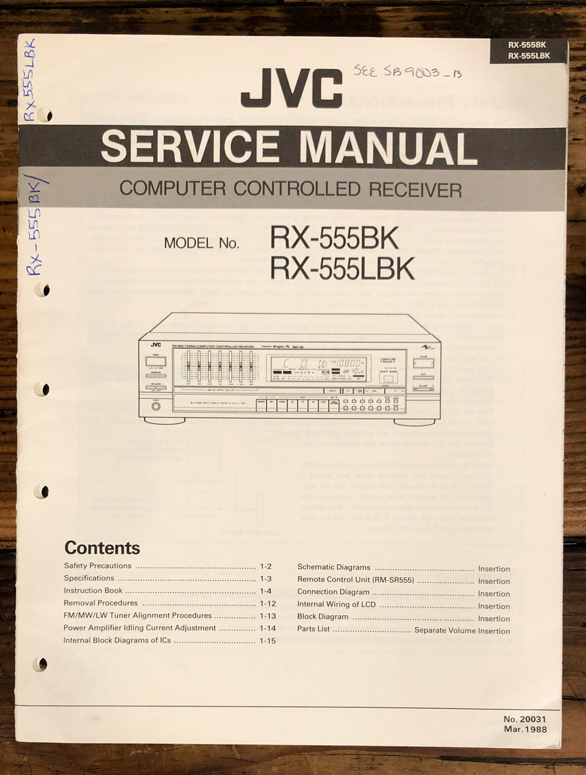 JVC RX-555 BK LBK Receiver Service Manual *Original*