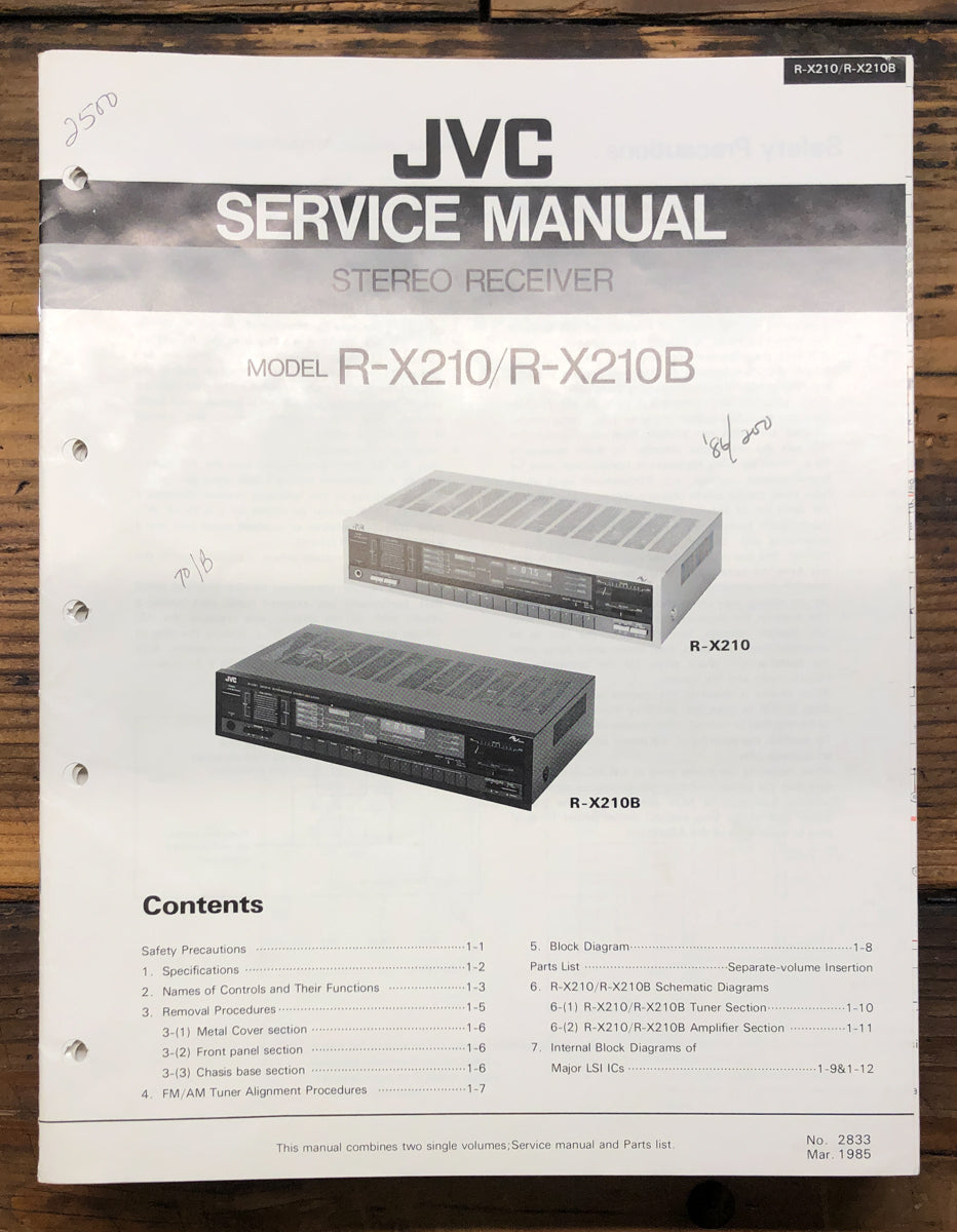 JVC R-X210 R-X210B Receiver Service Manual *Original*