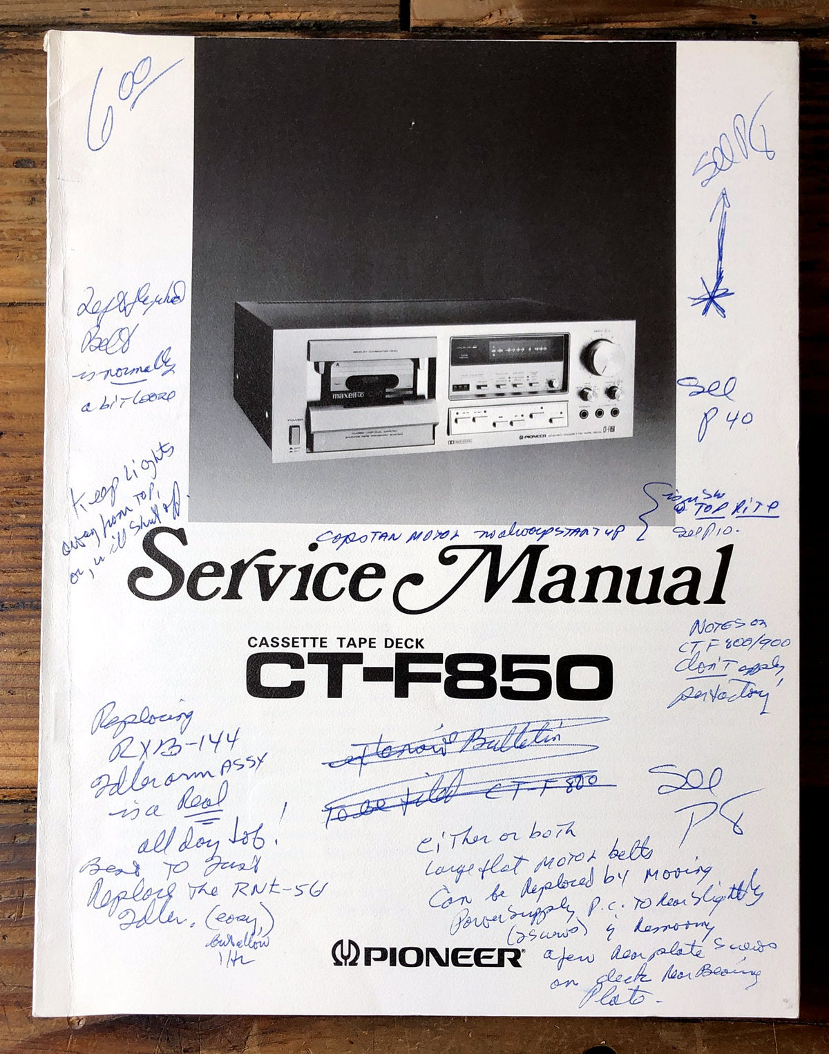 Pioneer CT-F850 Cassette Deck Service Manual *Original*
