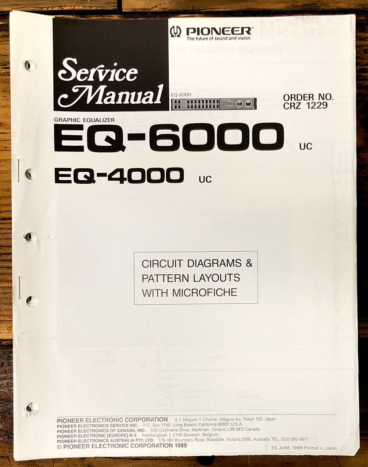 Pioneer EQ-6000 EQ-4000 Equalizer Service Manual *Original*