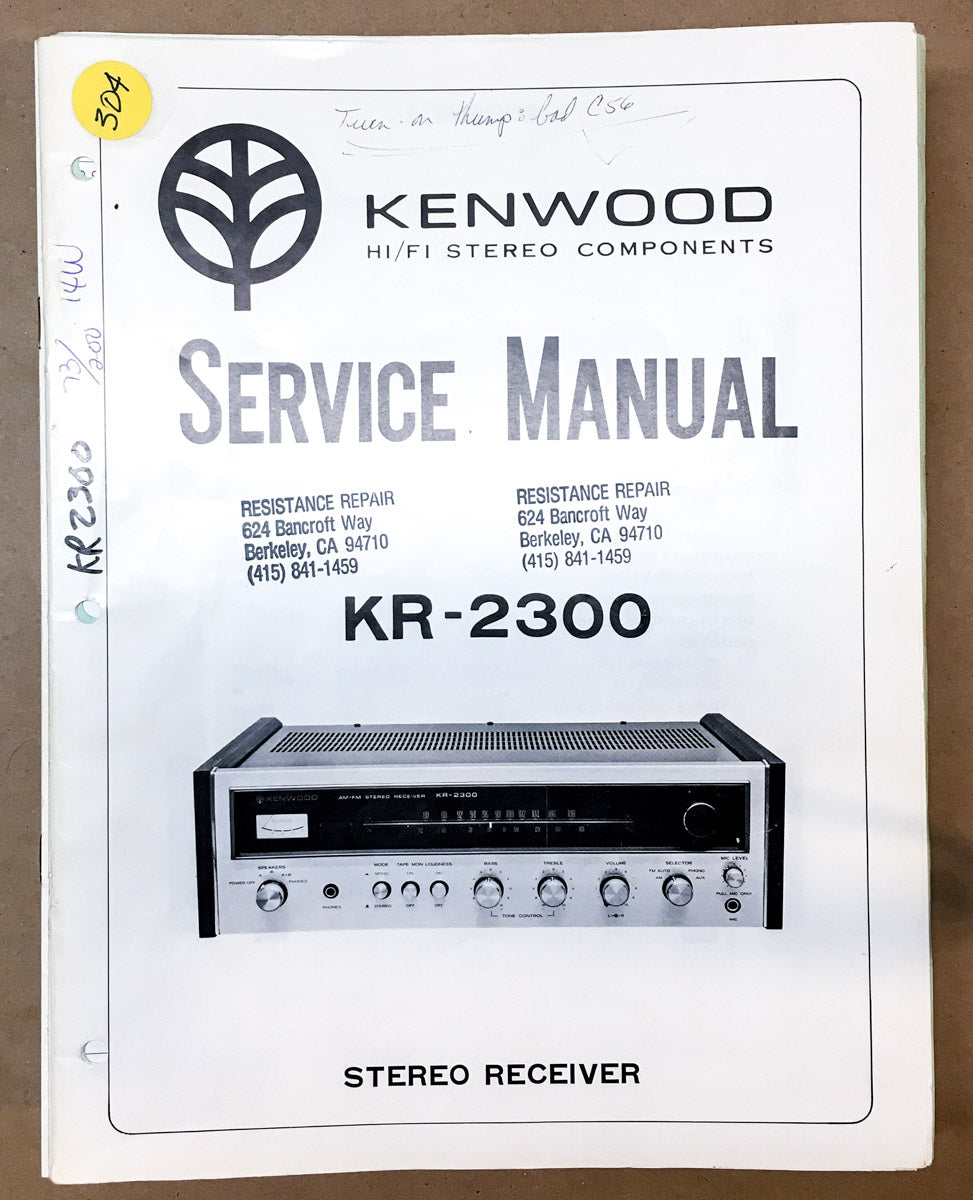 Kenwood KR-2300 Receiver Service Manual *Original*